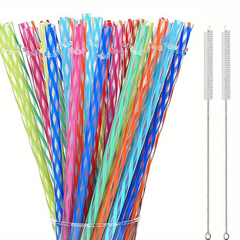 Reusable Plastic Straws with Cleaning Brushes for Mason Jars Tumblers