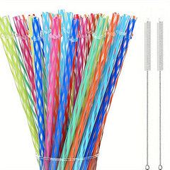 Reusable Plastic Straws with Cleaning Brushes for Mason Jars Tumblers