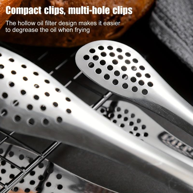 1pc Stainless Steel Food Tongs BBQ Clip Durable Household Kitchenware