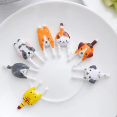 7pcs Animals Food Fruit Picks Forks Cartoon Toothpick Snack Cake Dessert