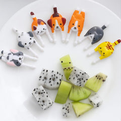 7pcs Animals Food Fruit Picks Forks Cartoon Toothpick Snack Cake Dessert