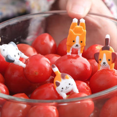 7pcs Animals Food Fruit Picks Forks Cartoon Toothpick Snack Cake Dessert