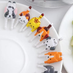 7pcs Animals Food Fruit Picks Forks Cartoon Toothpick Snack Cake Dessert