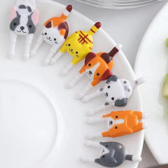 7pcs Animals Food Fruit Picks Forks Cartoon Toothpick Snack Cake Dessert