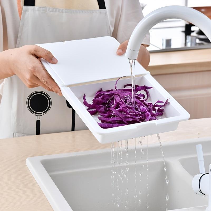 3 in 1 Plastic Cutting Board with Sink Strainer and Storage Basket