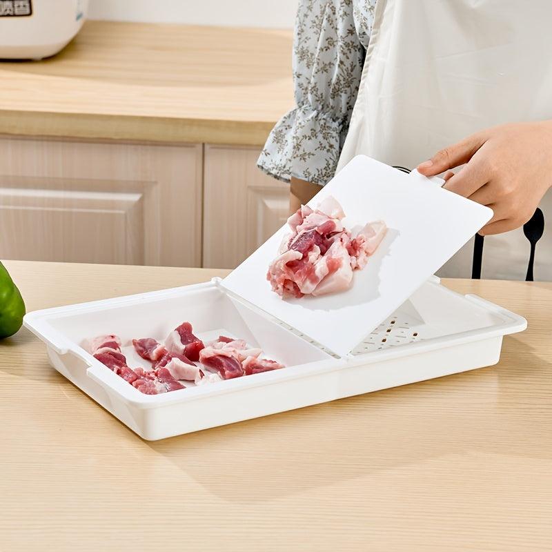 3 in 1 Plastic Cutting Board with Sink Strainer and Storage Basket