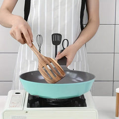 2 Pack Wooden Spatula Set Long Handle Cooking Wood Turner Slotted Spatula