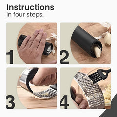 Stainless Steel Garlic Press Rocker with Peeler & Brush