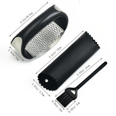 Stainless Steel Garlic Press Rocker with Peeler & Brush
