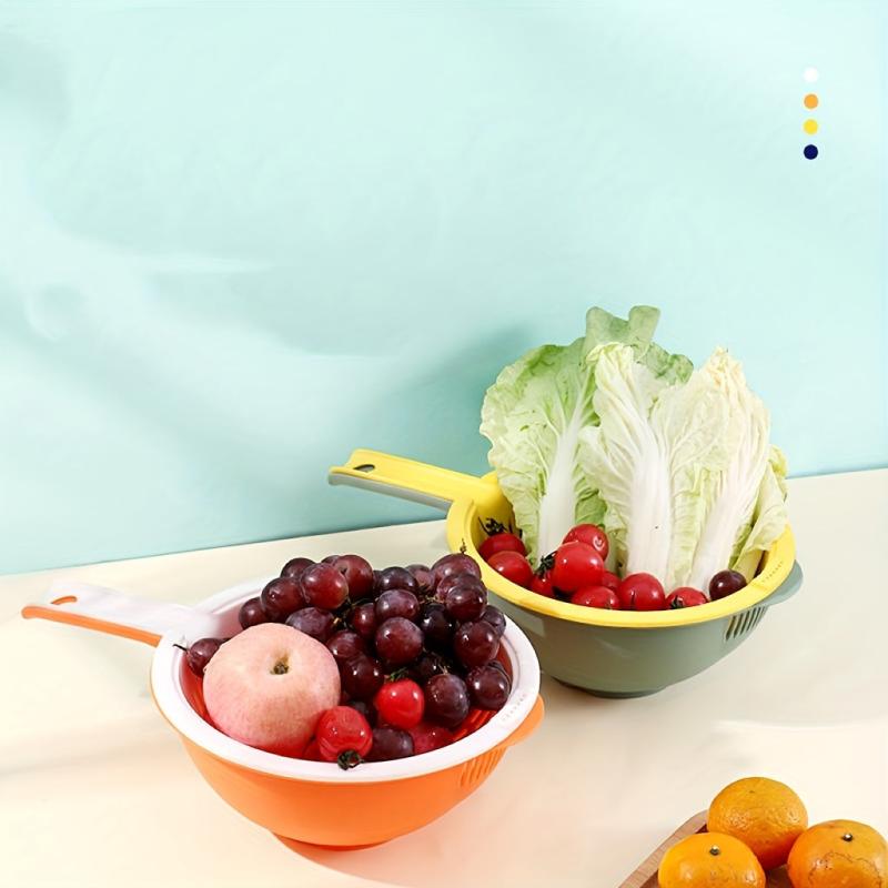 Double Layer Drain Basket With Handle for Vegetable Washing