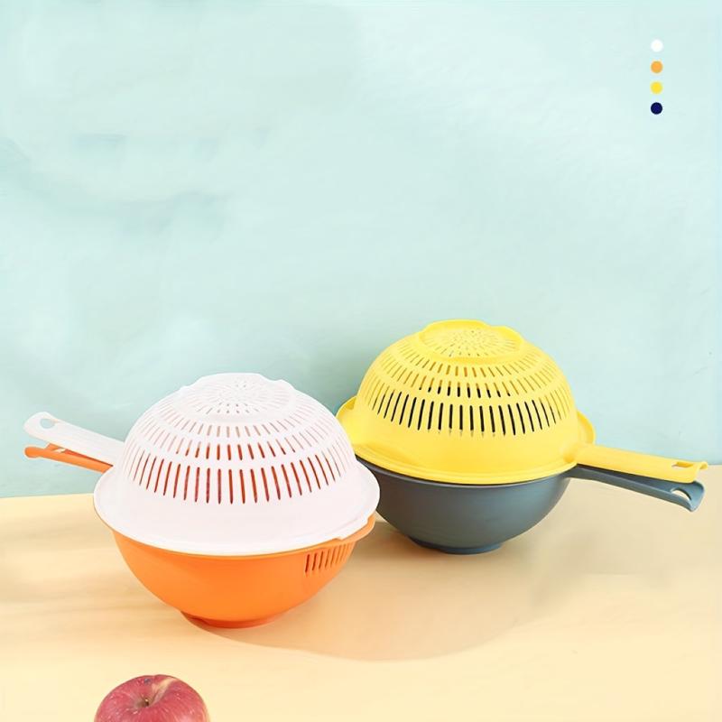 Double Layer Drain Basket With Handle for Vegetable Washing