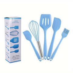 5pcs Silicone Utensil Set Non Stick Cooking Turner Spatula Whisk Brush