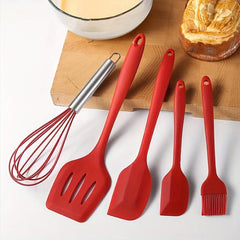 5pcs Silicone Utensil Set Non Stick Cooking Turner Spatula Whisk Brush