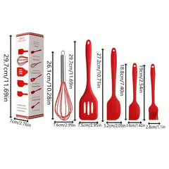 5pcs Silicone Utensil Set Non Stick Cooking Turner Spatula Whisk Brush