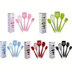 5pcs Silicone Utensil Set Non Stick Cooking Turner Spatula Whisk Brush