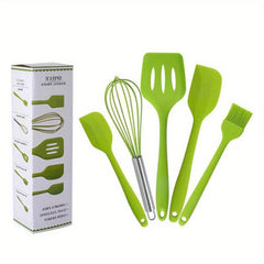 5pcs Silicone Utensil Set Non Stick Cooking Turner Spatula Whisk Brush