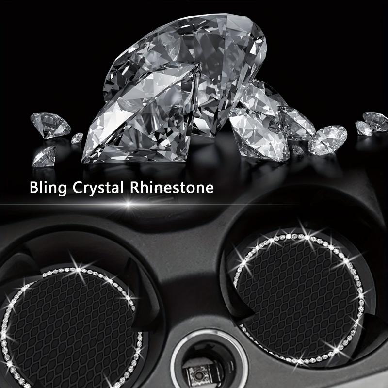 2pcs Rhinestone Car Cup Coasters, Crystal Drink Mat, Anti Slip Silicone Holder