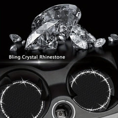 2pcs Rhinestone Car Cup Coasters, Crystal Drink Mat, Anti Slip Silicone Holder