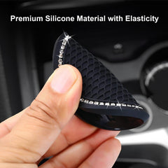 2pcs Rhinestone Car Cup Coasters, Crystal Drink Mat, Anti Slip Silicone Holder