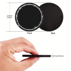 2pcs Rhinestone Car Cup Coasters, Crystal Drink Mat, Anti Slip Silicone Holder