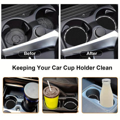 2pcs Rhinestone Car Cup Coasters, Crystal Drink Mat, Anti Slip Silicone Holder