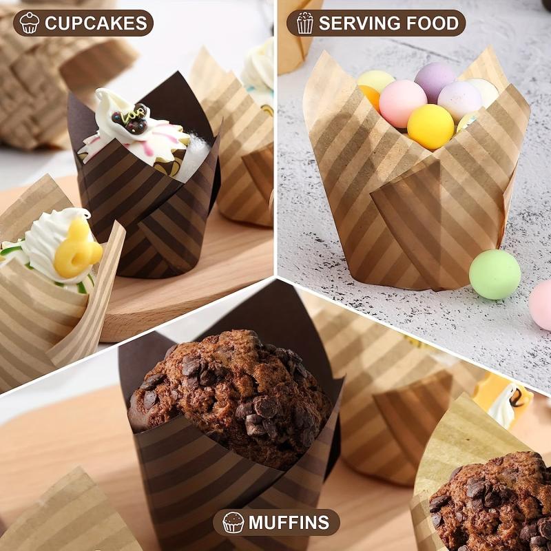 200pcs Tulip Muffin Cups Greaseproof Cupcake Liners Baking Tool