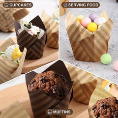 200pcs Tulip Muffin Cups Greaseproof Cupcake Liners Baking Tool