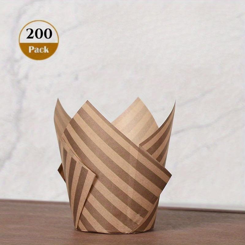 200pcs Tulip Muffin Cups Greaseproof Cupcake Liners Baking Tool