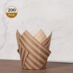 200pcs Tulip Muffin Cups Greaseproof Cupcake Liners Baking Tool