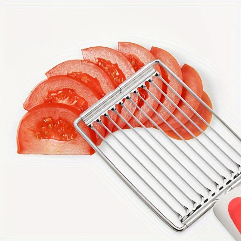 Stainless Steel Fruit and Vegetable Slicer - Safe Tomato and Ham Cutter