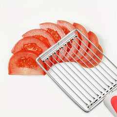 Stainless Steel Fruit and Vegetable Slicer - Safe Tomato and Ham Cutter