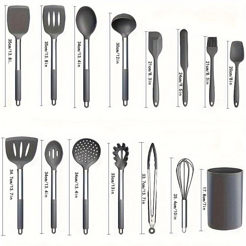 15pcs Silicone Cooking Utensil Set Non Stick Spatula Set Cookware