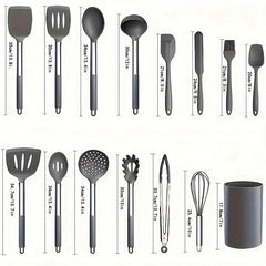 15pcs Silicone Cooking Utensil Set Non Stick Spatula Set Cookware