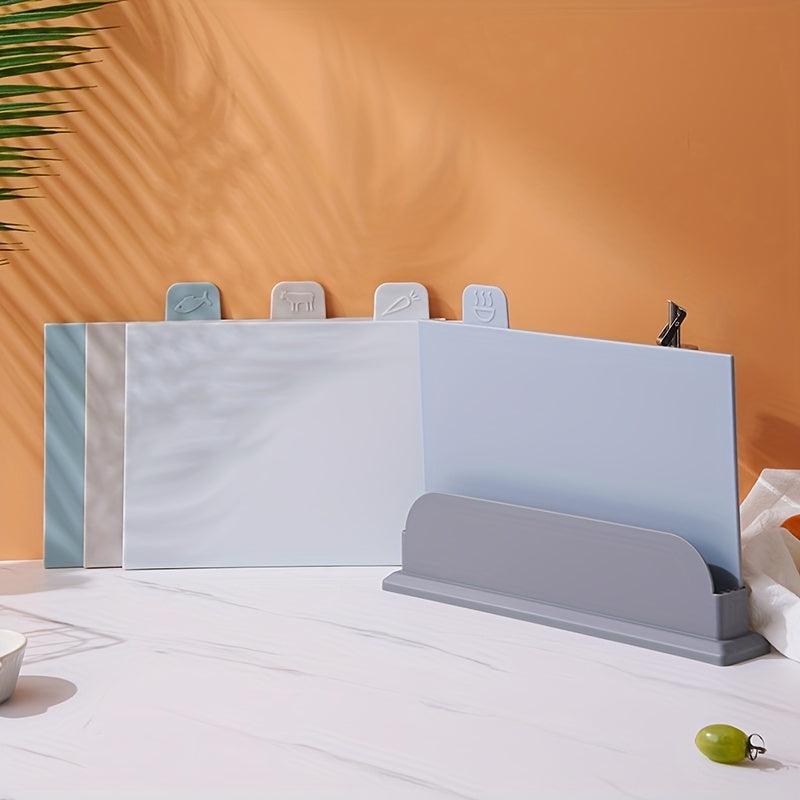 4pcs Kitchen Cutting Board Set Fruit Vegetable Classification Wheat Straw Base
