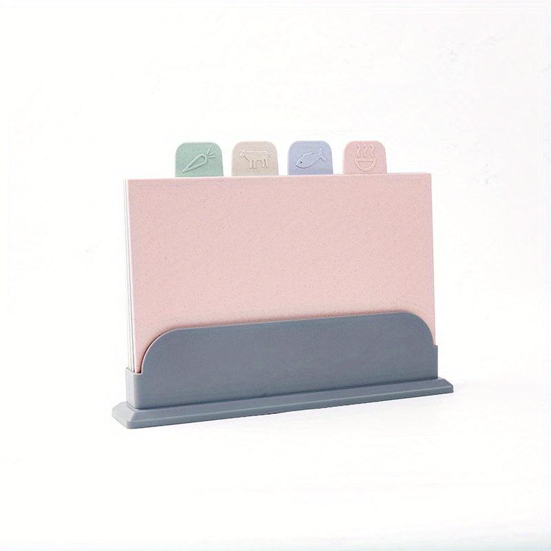 4pcs Kitchen Cutting Board Set Fruit Vegetable Classification Wheat Straw Base