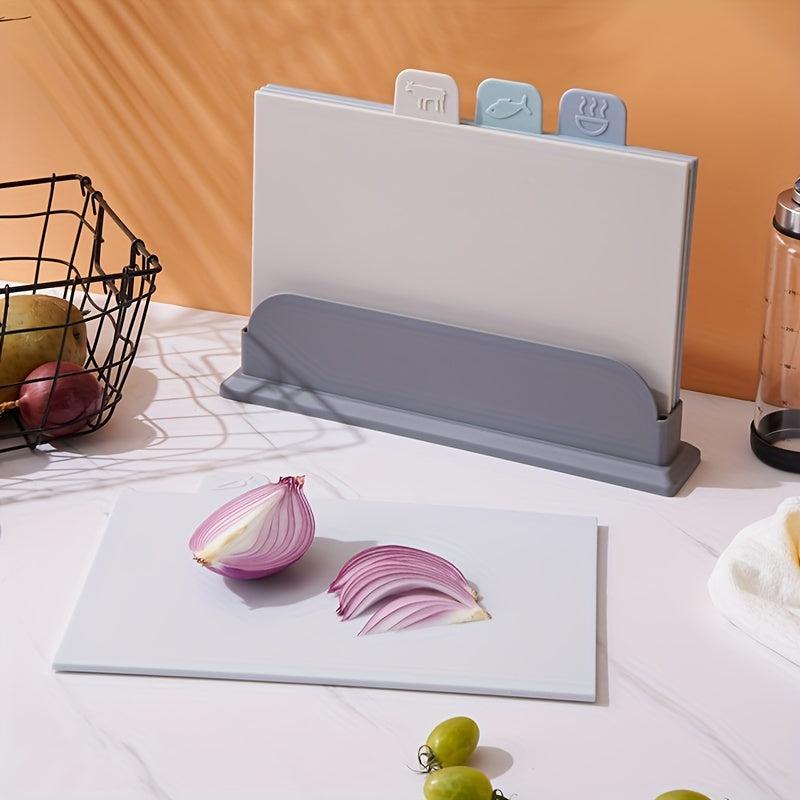 4pcs Kitchen Cutting Board Set Fruit Vegetable Classification Wheat Straw Base