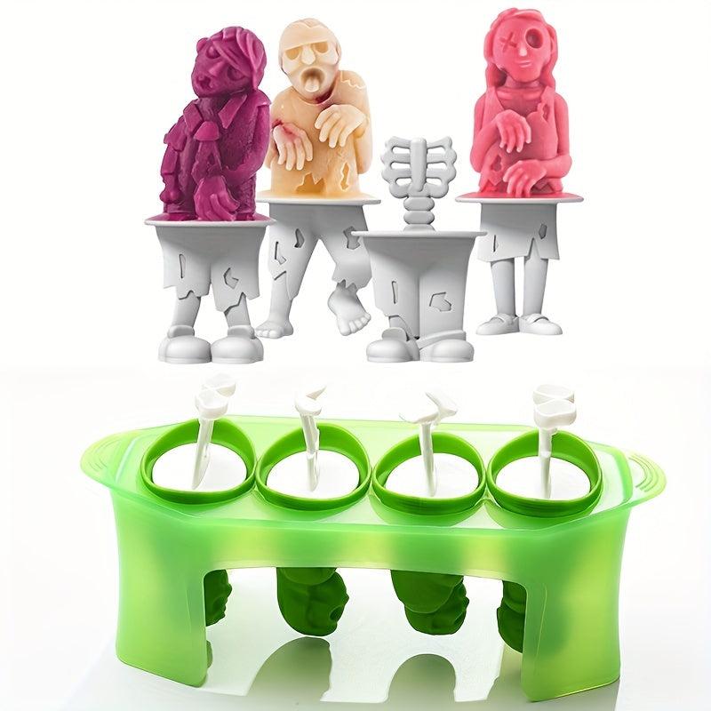 Zombie Popsicle Mold Horror Ice Pop Molds 4 Cavity Reusable Kitchen Gadgets