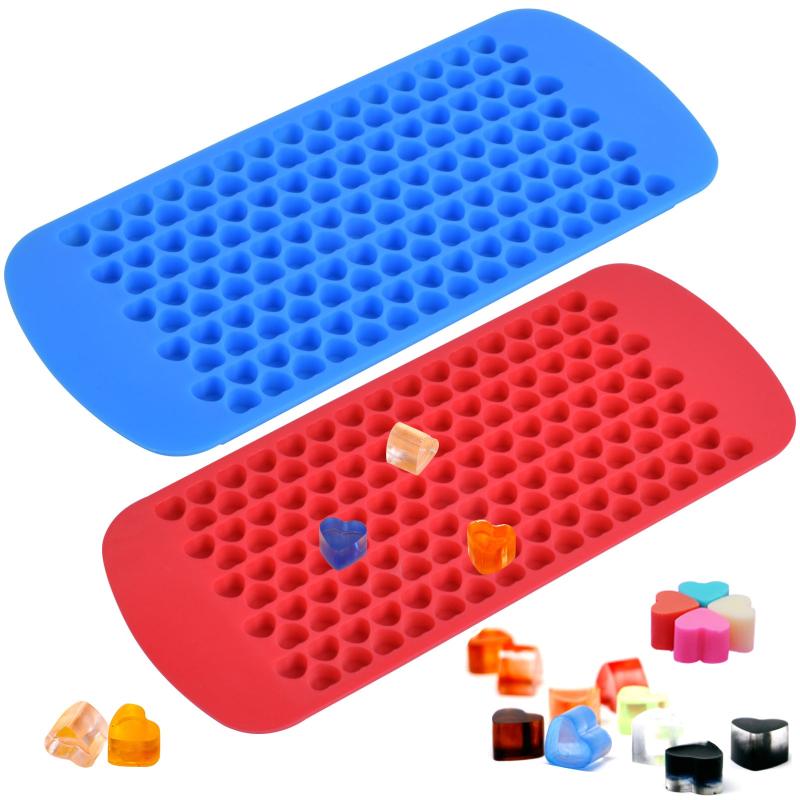 2pcs Heart Shaped Ice Cube Trays Silicone BPA Free Easy Release Molds
