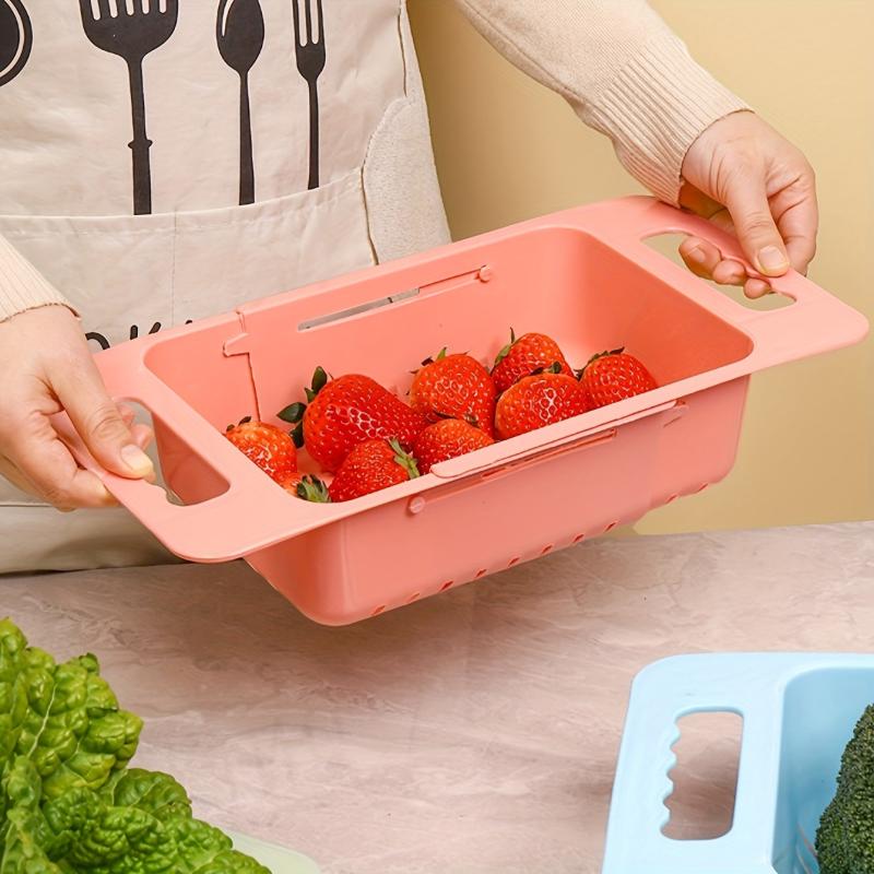 Adjustable Sink Rack Colander Drain Basket Strainer