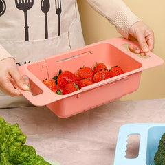 Adjustable Sink Rack Colander Drain Basket Strainer