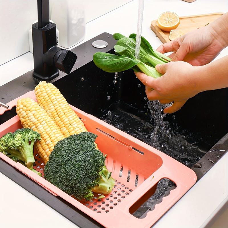 Adjustable Sink Rack Colander Drain Basket Strainer