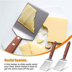 2pcs Small Biscuit Spatula Stainless Steel Spatula With Wooden Handle