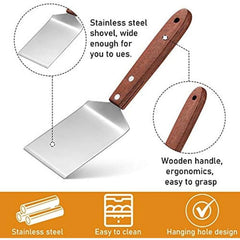 2pcs Small Biscuit Spatula Stainless Steel Spatula With Wooden Handle