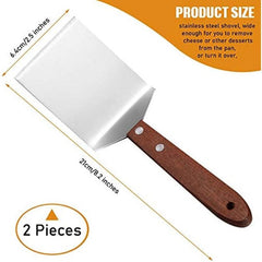 2pcs Small Biscuit Spatula Stainless Steel Spatula With Wooden Handle