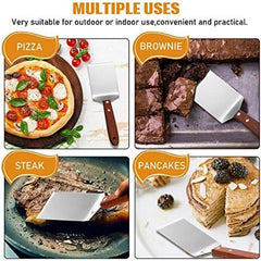 2pcs Small Biscuit Spatula Stainless Steel Spatula With Wooden Handle