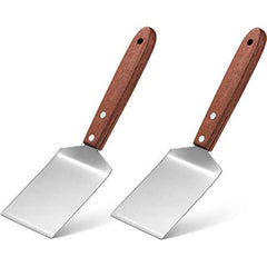 2pcs Small Biscuit Spatula Stainless Steel Spatula With Wooden Handle