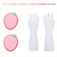 Cleaning Gloves and Sponge Eraser Set for Kitchen Dishwashing
