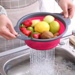 Silicone Water Filter Basket Foldable Fruit Basket Silicone Drainer Tray