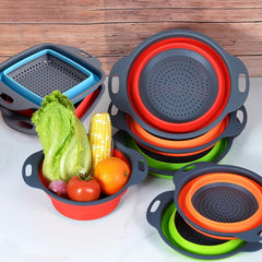 Silicone Water Filter Basket Foldable Fruit Basket Silicone Drainer Tray