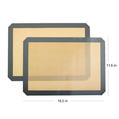 2 Pack Non Skid Silicone Baking Mat Set - Reusable Nonstick Bakeware Mats
